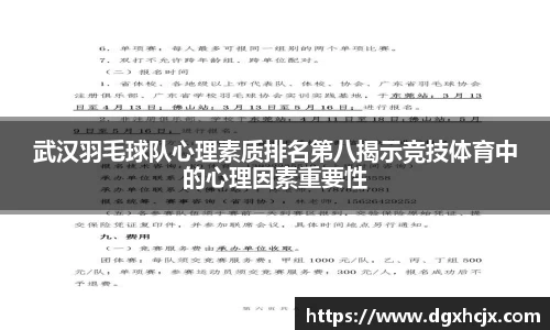 武汉羽毛球队心理素质排名第八揭示竞技体育中的心理因素重要性